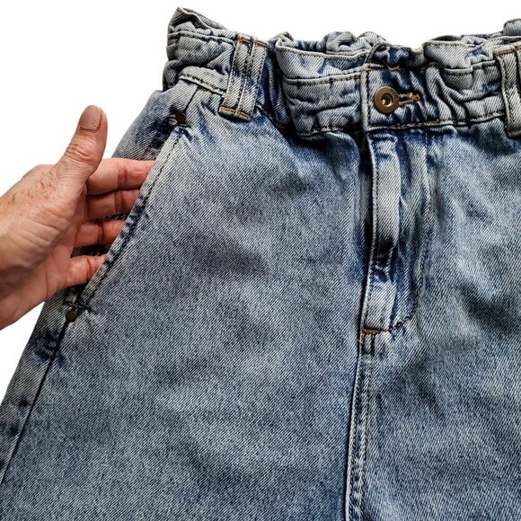 ZARA High-Waisted Paperbag Baggy Blue Jeans Style Z1975 Size 2 - Picture 7 of 16